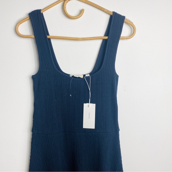 Vince Rib Scoop Neck Camisole Dress in Navy Blue - Picture 6 of 10